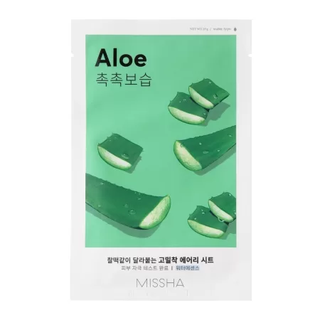 Missha – Airy Fit Sheet Mask – Aloe – Mitrinoša un elastību uzlabojošā maska – 19g
