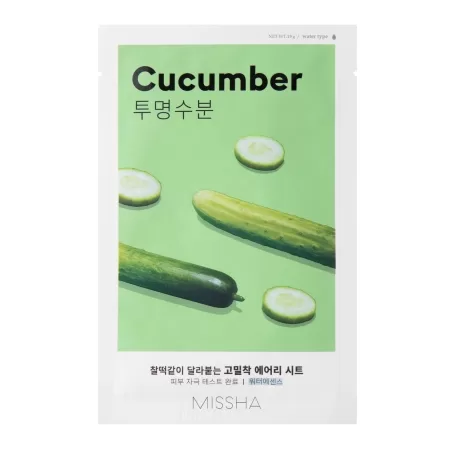 Missha – Airy Fit Sheet Mask – Cucumber – Mitrinoša auduma maska ar gurķu ekstraktu – 19g
