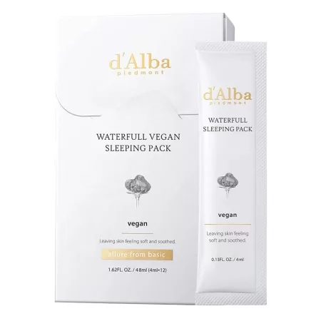 d'Alba – Waterfull Vegan Sleeping Pack – Moisturizing Night Face Mask – 12x4ml