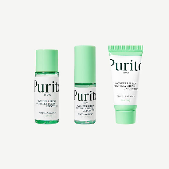 PURITO – Wonder Releaf Centella mini komplekts bez smaržvielām, 3 gab.